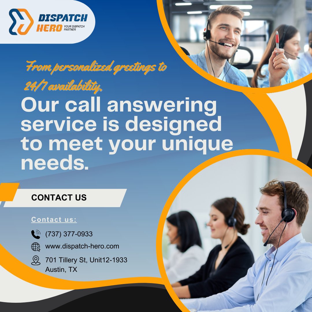 dispatch_hero's tweet image. Looking to impress every caller? Our call answering service offers customized greetings and round-the-clock support, ensuring your business stays connected and never misses an opportunity to shine! #ProfessionalService #BoostYourBusiness #EfficientService #GrowWithUs