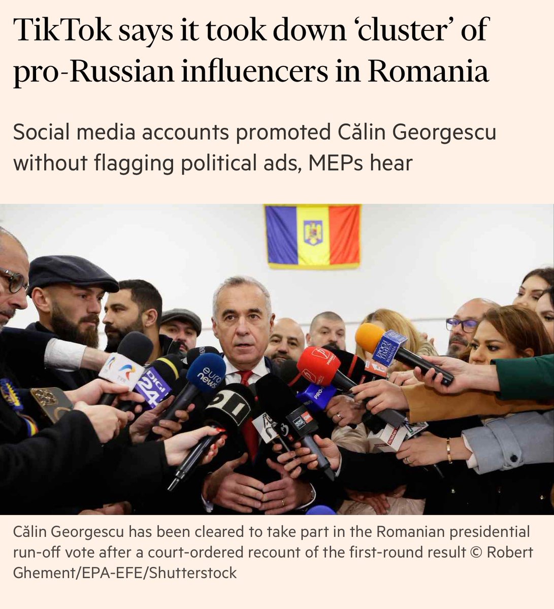 🔴TikTok recunoaște că Rusia a împins campania lui Călin Georgescu în România.