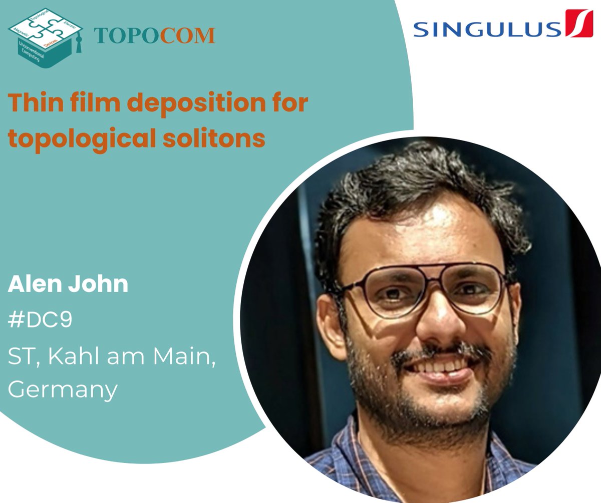 MSCA_TOPOCOM's tweet photo. Alen from Singulus Technologies AG is our new DC in hashtag #TOPOCOM! He is experienced in thin film fabrication and characterizations. He will bring his expertise here to work on making magnetic multilayers, creating and stabilizing #skyrmions. He enjoys football and badminton. https://t.co/3atgpy5RmY