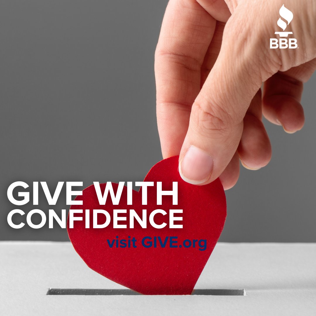 🌟 Tips for Giving Tuesday 🌟

✅ Research Charities
✅ Avoid Mistaken Identity
✅ Know Tax-Exempt Status
✅ Watch for Emotional Appeals

Visit Give.org to check if an organization is BBB Accredited + meets all 20 BBB Charity Standards.
#GivingTuesday #DonateWisely