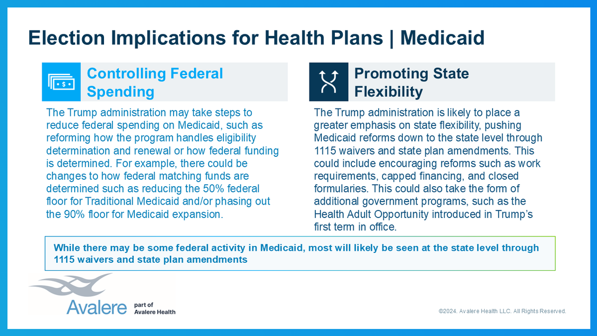 How will the Trump administration shape public and private #healthinsurance, and what do #healthplans need to know going forward? Read our latest thought leadership + connect with an #AvalereExpert for more insights: avalere.com/healthcare-tre…

#Medicaid #ExchangePlans #ACAPlans