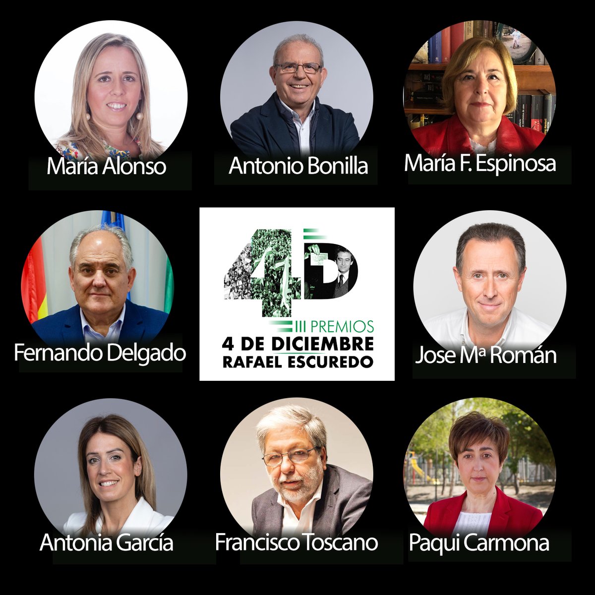 FundacionASyD's tweet photo. Premiados y premiadas en los III Premios 4 DE DICIEMBRE RAFAEL ESCUREDO de la FAS&amp;D.
¡Enhorabuena a todos y a todas! 
Estos premios son el reconocimiento a su trabajo y pasión por nuestra tierra.

#4D
#LuchaPorAndalucía https://t.co/1URw8D2lzF