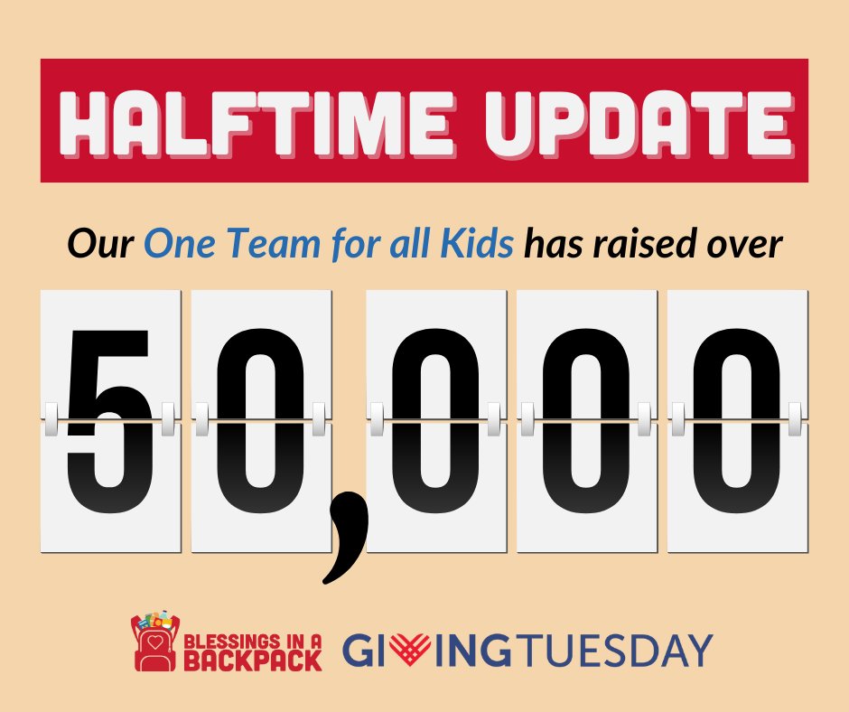 🕛 Halftime update: We're halfway to our goal! Keep the momentum going. 🏆

Donate here: ow.ly/qRZ950Ukg0O