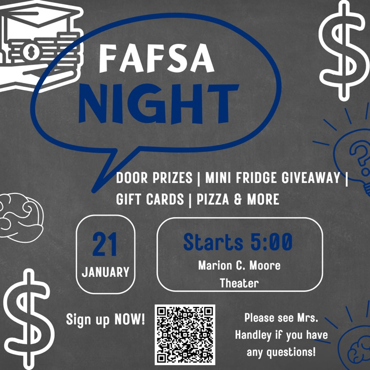 Senior Parents! Please join us on January 21st <a href="/5pm/">5pm.co.uk</a> for FAFSA Night! Get help completing the 25-26 FAFSA Application. There will be pizza, door prizes, giveaways, and more!