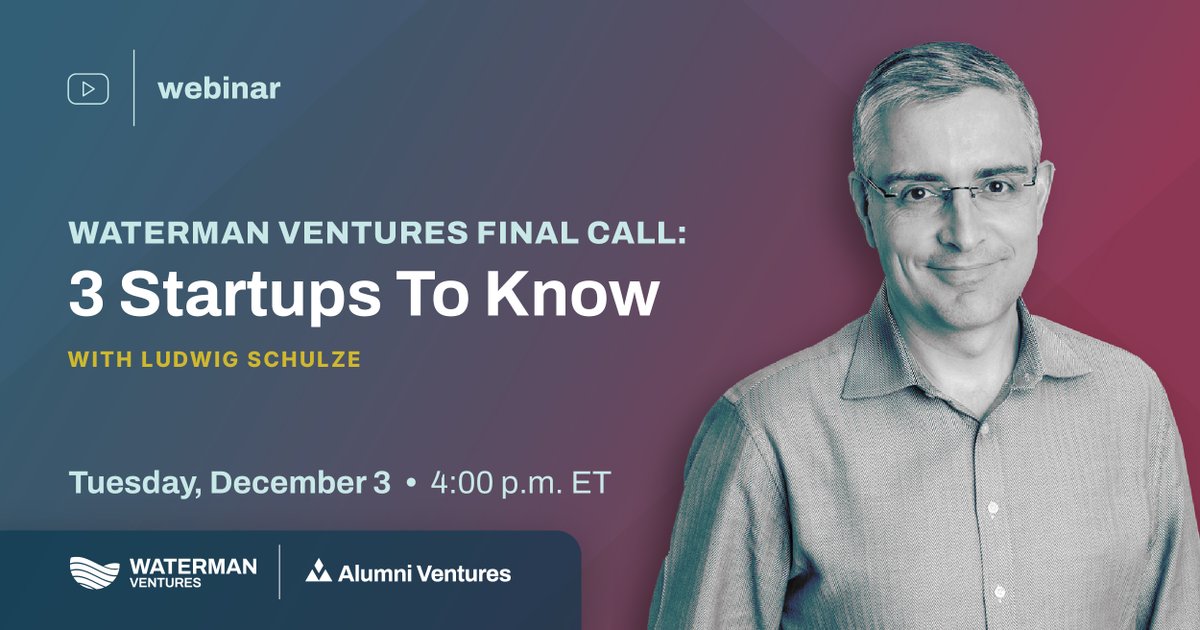watermanvc's tweet photo. What do a revolutionary healthtech, a groundbreaking fintech, and an eco-innovation startup have in common? They're part of Waterman Ventures' Fund 5. Join our webinar to get the inside scoop on these startups before the final close.

Register now: https://t.co/qLLjQXsa2u. https://t.co/YpCEDi0Umc