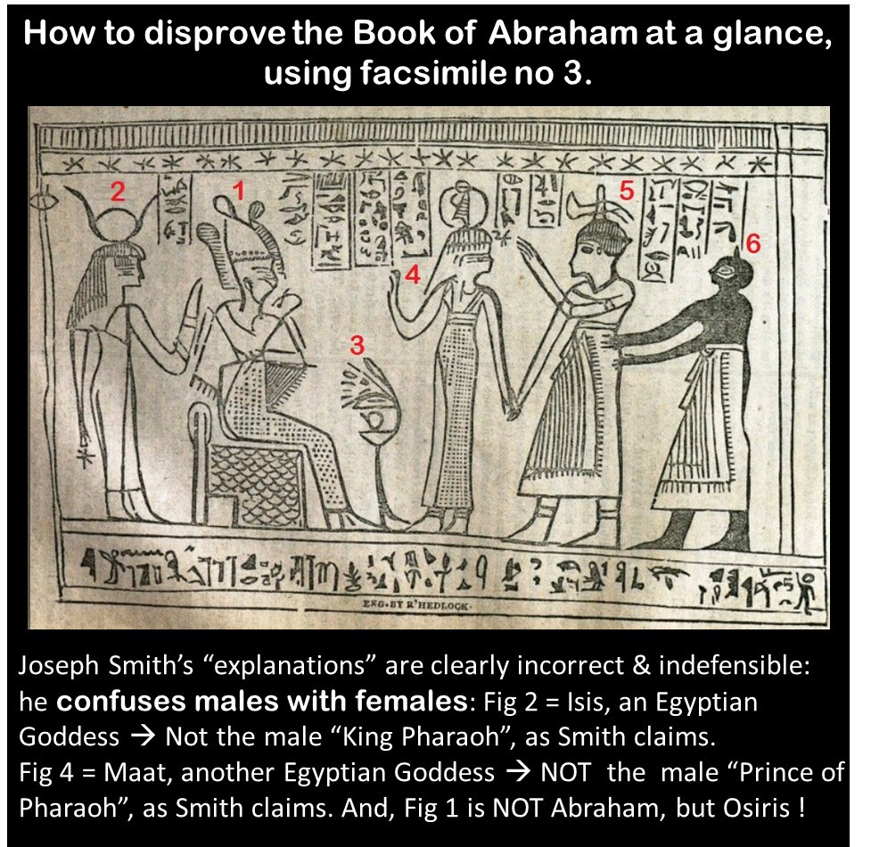 @Jayson_Carmona_ HOW TO DISPROVE THE BOOK OF ABRAHAM AT A GLANCE:
if you're an honest Egyptologist, you will recognize the Ancient Egyptian Gods in facsimile no.3 immediately, but as a layman, you only need to know the difference between male &amp; female - look to Fig 2 &amp; 4 below (clearly  females)!