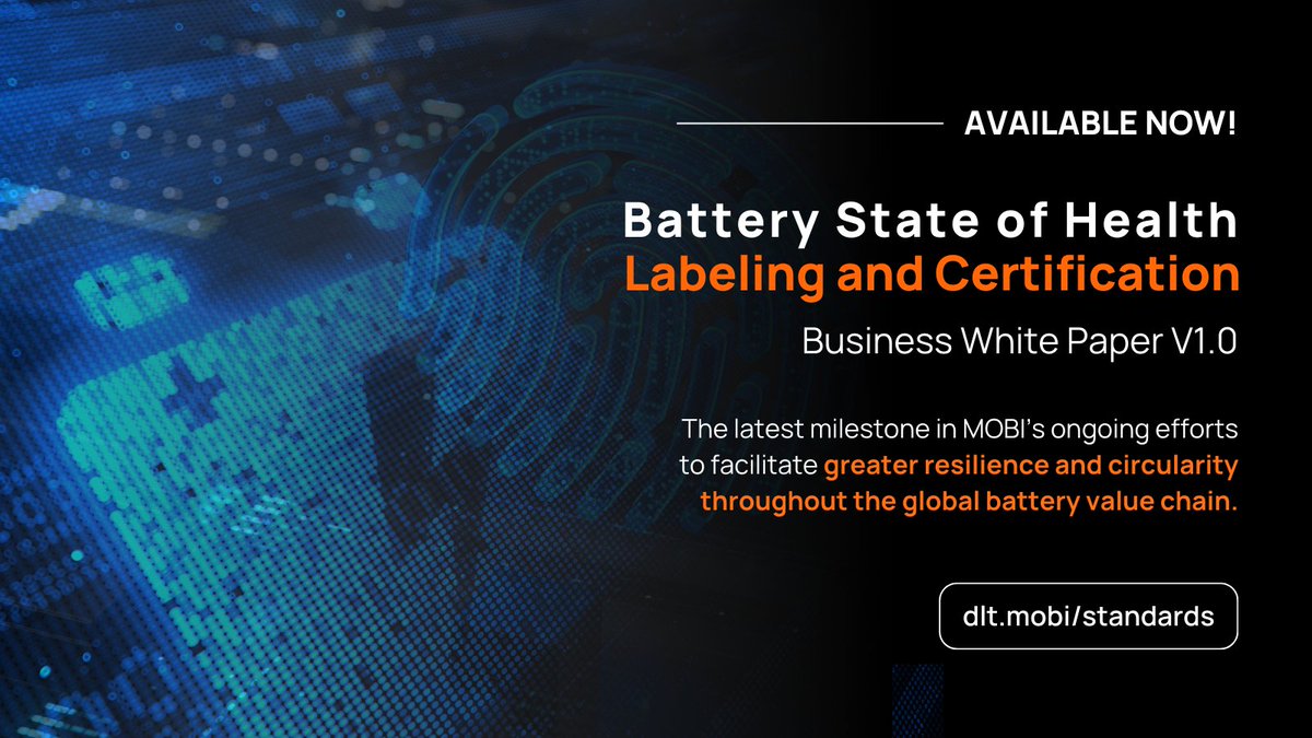 MOBI is working to support secure circularity, compliance, and efficiency across the battery value chain — including a 3-year initiative to build a Global Battery Passport MVP. 🚀

➡️ Read the white paper: bit.ly/sohlabeling
➡️ Dive into our MVP: bit.ly/citopiagbps
