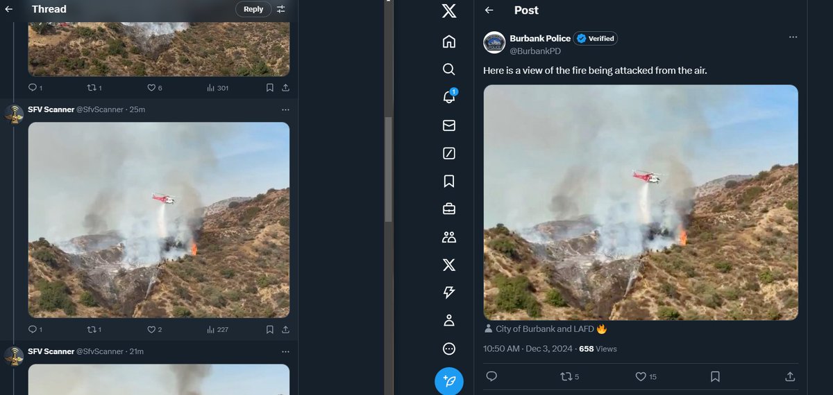 SfvScanner's tweet photo. #burbankfd #brushfire
Pretty crazy, I got the exact same screenshot from the citizen video as Burbank PD. Awesome work filming nattmee via @CitizenAppLA https://t.co/fb2MvIYYIW
