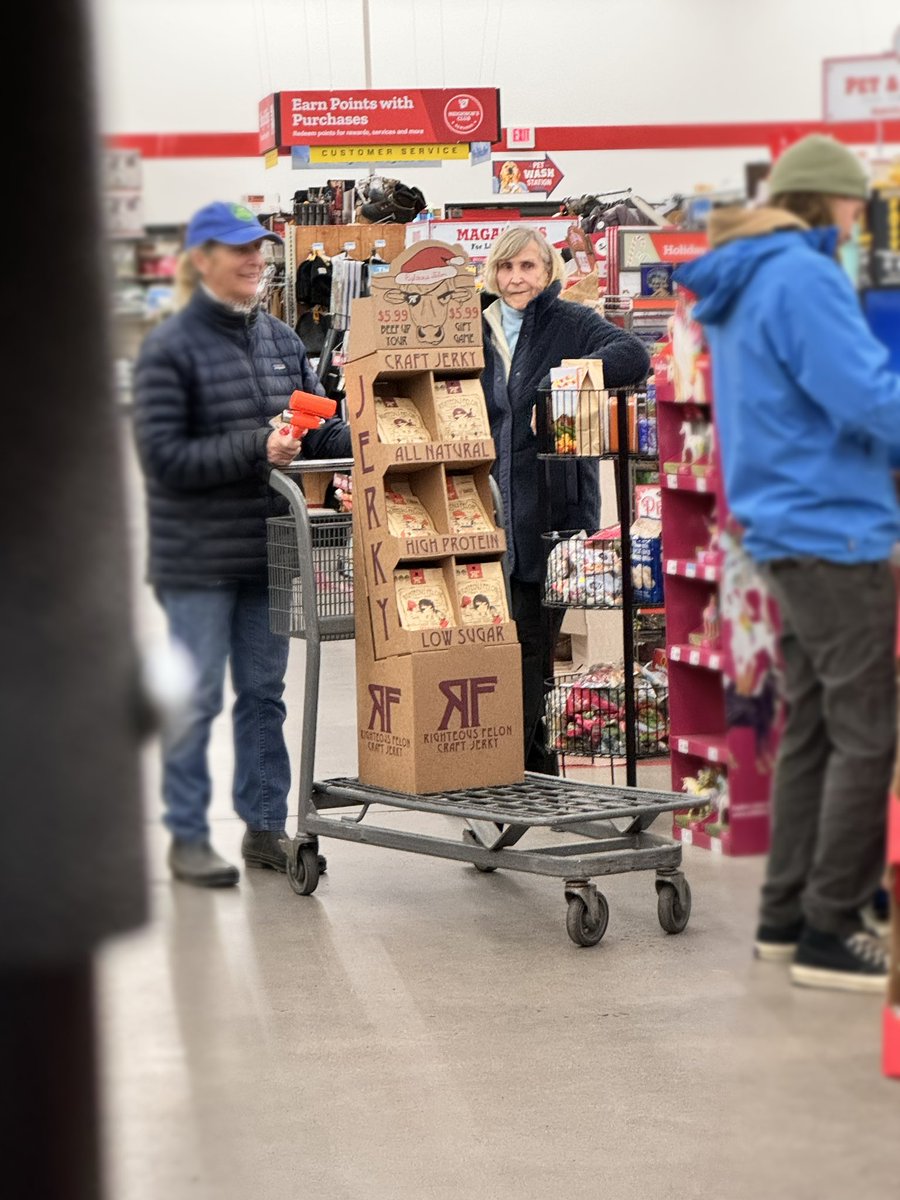 These two grandmas bought the whole tower of beef jerky 😂