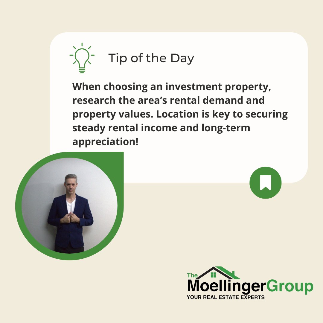 dmoellinger1's tweet photo. 💡 Tip Tuesday: When choosing an investment property, research the area’s rental demand and property values. Location is key to securing steady rental income and long-term appreciation!

👉 Need help finding the right location? Contact us for expert guidance.

#MoellingerGroup https://t.co/X7ycRGdbHD