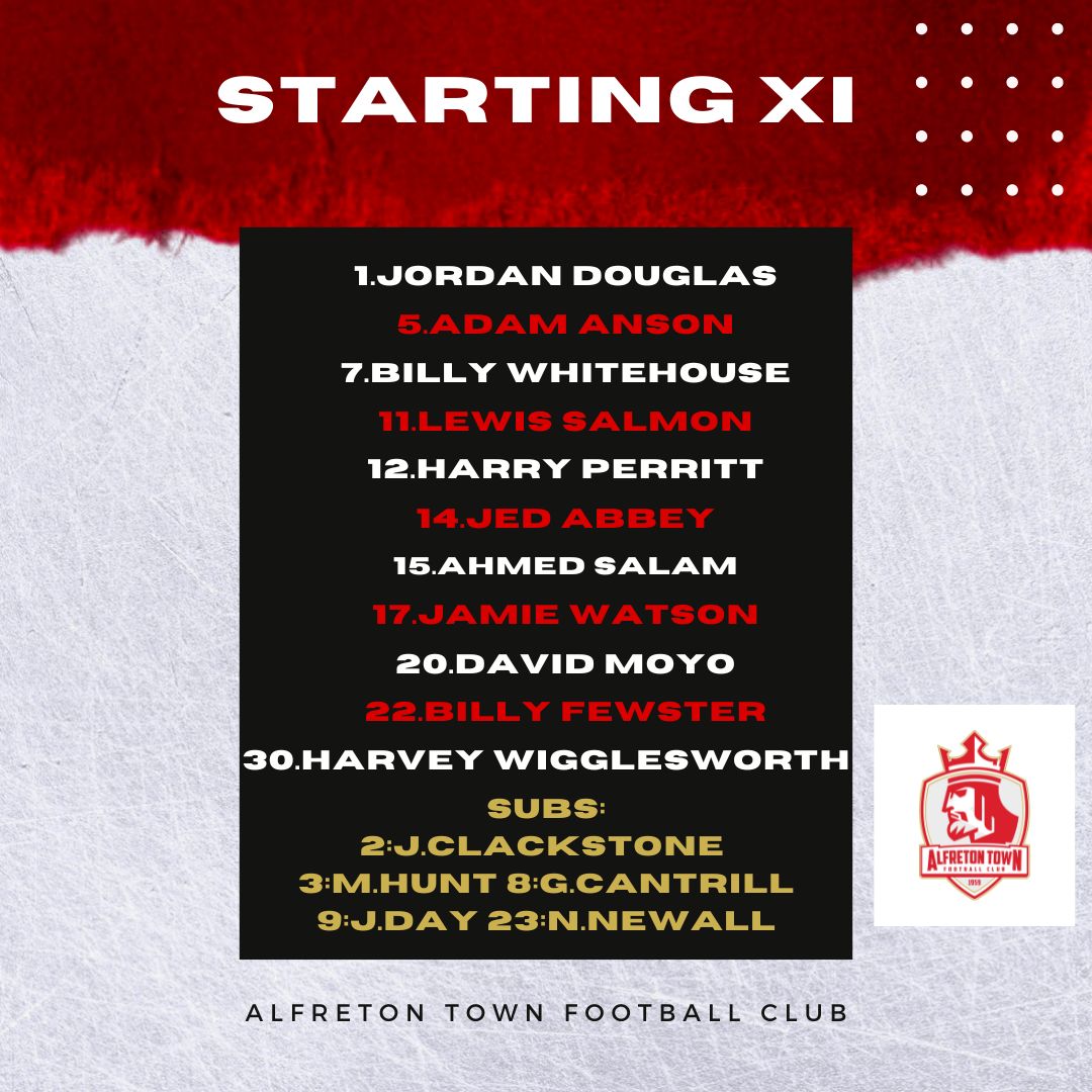 AlfretonTownFC's tweet photo. TEAM NEWS: 

Billy Heath rings the changes from Saturday handing debuts to Douglas in goal and Jamie Watson in defence.

#ATFC #Ofton https://t.co/urWLMKmWcJ