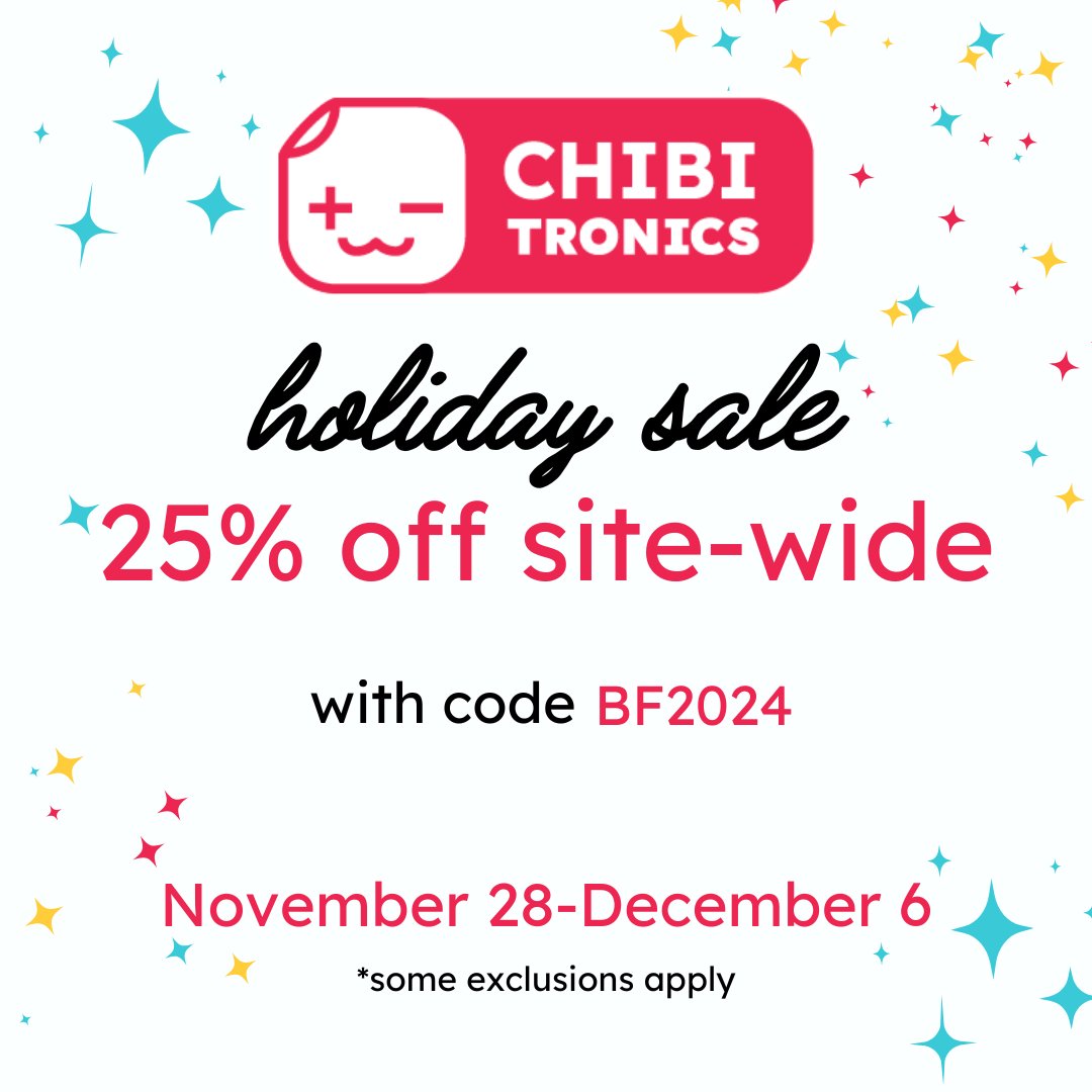 chibitronics's tweet image. Our HUGE holiday sale continues from now until Dec. 6, with 25% off site-wide! It’s the best time of year to stock up on all your #chibitronics faves, including our NEWEST products &amp;amp; Animating LEDs! Use code BF2024 in store! shop.chibitronics.com #papercircuit #createwithlight