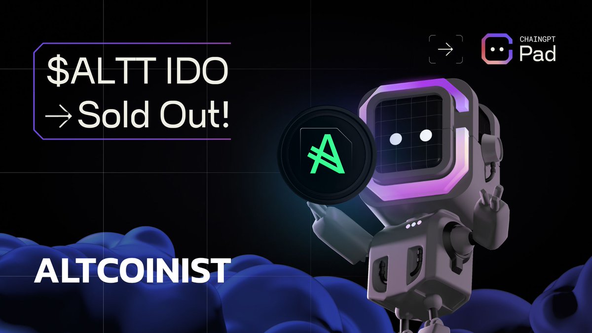 ChainGPT_Pad's tweet image. 🎉 $ALTT was all SOLD OUT in seconds - we hope you were in the right place, at the right time!

Our community showed an immense interest in the @Altcoinist_com IDO!

💸 Raise: $100,000
🙋‍♂️ Participants: 338
🪙 ALTT Sold: 5,555,555.55

📈 Listing: December 4, 4 PM UTC