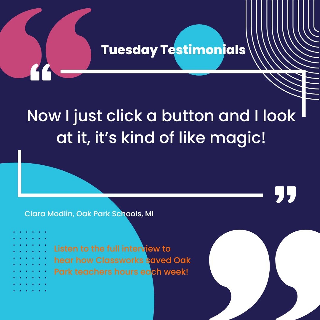 ⏳ Save your teachers hours of manual progress tracking and give them a little "magic". Hear how Oak Park teachers use Classworks to measure progress and make impactful instructional adjustments.  ➡️ Watch the full interview zurl.co/yDpW .