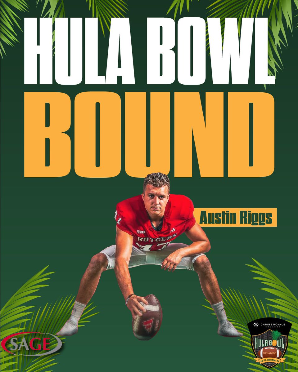 Hula Bowl Bound! 👏🏼

<a href="/austinrriggs/">Austin Riggs</a> has officially accepted his invite to the Caribe Royale Orlando 2025 Hula Bowl All-Star Game! 

#CHOP | #HulaBowl2025 🏈
<a href="/RFootball/">Rutgers Football 🪓</a> <a href="/SAGECards/">SAGE Collectibles</a> <a href="/cariberoyale/">Caribe Royale Orlando</a> <a href="/NFL/">NFL</a> <a href="/CoachScottFB/">Coach Scott Phillips</a>
