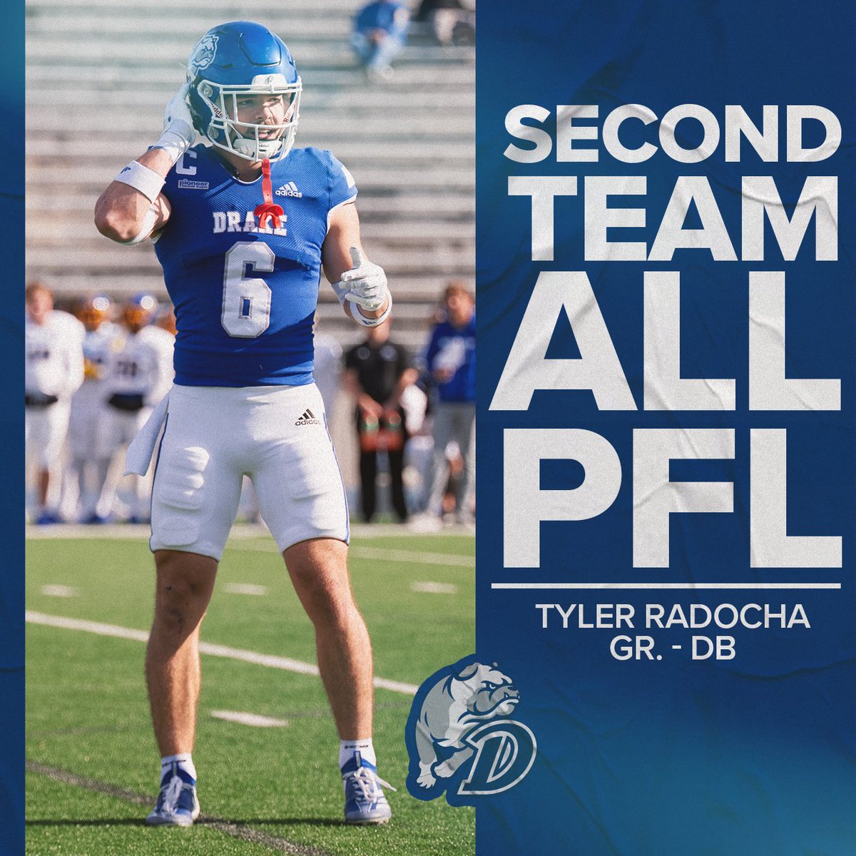 DrakeBulldogsFB's tweet photo. 𝐀𝐥𝐥-𝐏𝐅𝐋 𝐒𝐞𝐜𝐨𝐧𝐝 𝐓𝐞𝐚𝐦   

Ross Palmer | Offensive Line
Sean Allison | Linebacker
Tyler Radocha | Defensive Back
Shane Dunning | Punter

#RAISEtheBAR | #DSMHometownTeam https://t.co/OjVFVvI7Ww
