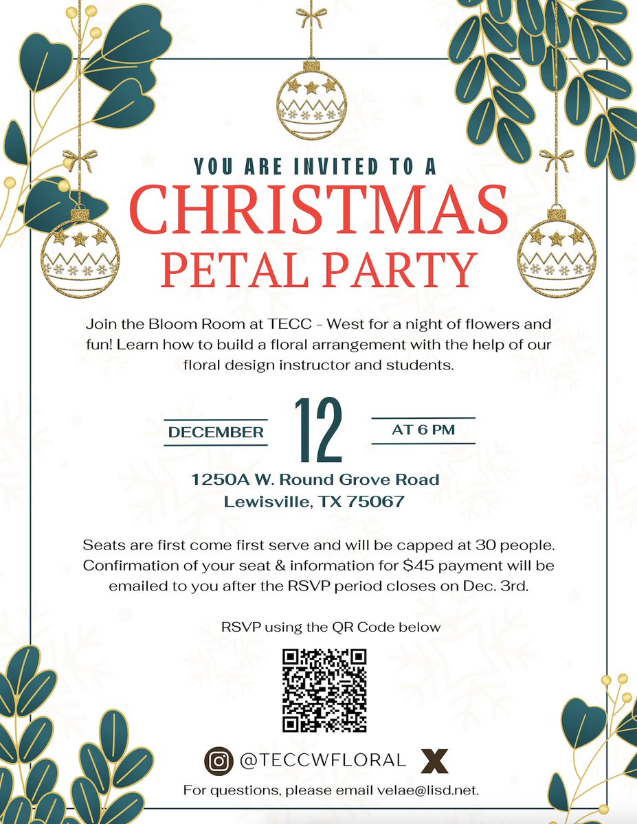 Join us <a href="/TECCWFLORAL/">TECC-West Floral Design</a> on Dec 12 for a Petal Party.  Registration closes TODAY.