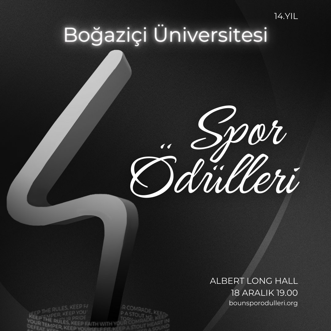 SportsCommittee's tweet photo. Boğaziçi Üniversitesi Spor Ödülleri, 18 Aralık'ta Albert Long Hall'de!

Boğaziçi Üniversitesi Spor Kurulu, bu yıl 14'üncüsünü düzenlenen Spor Ödülleri töreni ile 2024 yılında ulusal ve uluslararası alanda başarı elde etmiş spor insanlarını ödüllendirecek. https://t.co/YQrX1Ryu51