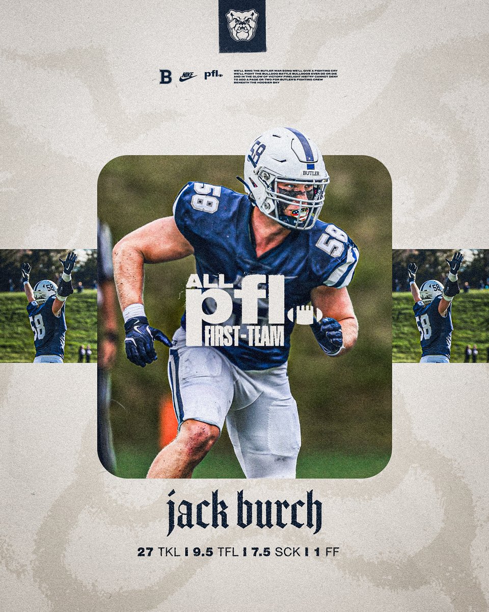 ButlerUFootball's tweet photo. 2024 All-Pioneer Football League First Team Selection
Defensive Line – Jack Burch https://t.co/zZFCdHNKx4