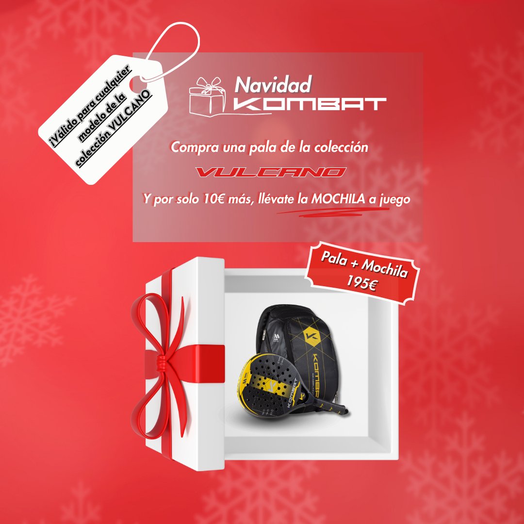 🔥OFERTA NAVIDEÑA IRRESISTIBLE! 🔥

⚡ Destaca en la pista con el mejor equipo por solo 195€, diseñado para rendir a su máxima potencia. 🚀✨

¡El pack definitivo para un buen Kombatiente! 🏅🎒 kombatpadel.com/es/pack

#navidadkombat #kombatvulcano #vulcano #vulcanobymanumartin