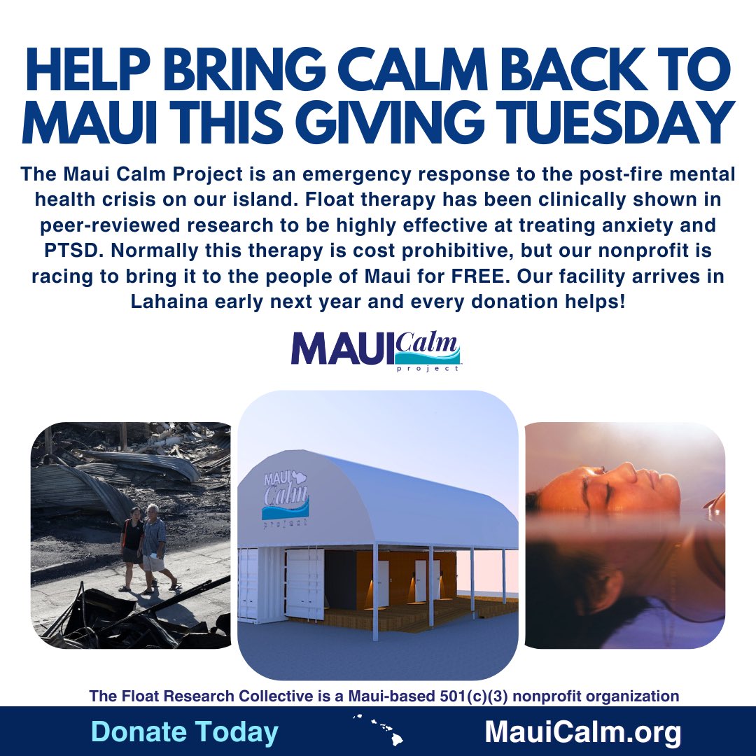 On this #GivingTuesday and throughout this #GivingSeason, please help our nonprofit as we race to help all the fire survivors on Maui.  Donate today at MauiCalm.org