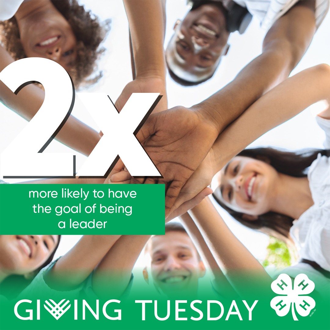 WSUExtension's tweet photo. Regardless of socioeconomic background, race, or gender, 4-H'ers are 2X more likely to want to be a leader.
Help your local county 4-H, &amp; let's raise $1,000 in just one day TODAY! #wa4h #GoCougs #GivingTuesday 
https://t.co/DiHMvGqq37 https://t.co/xy5yQAcDCq