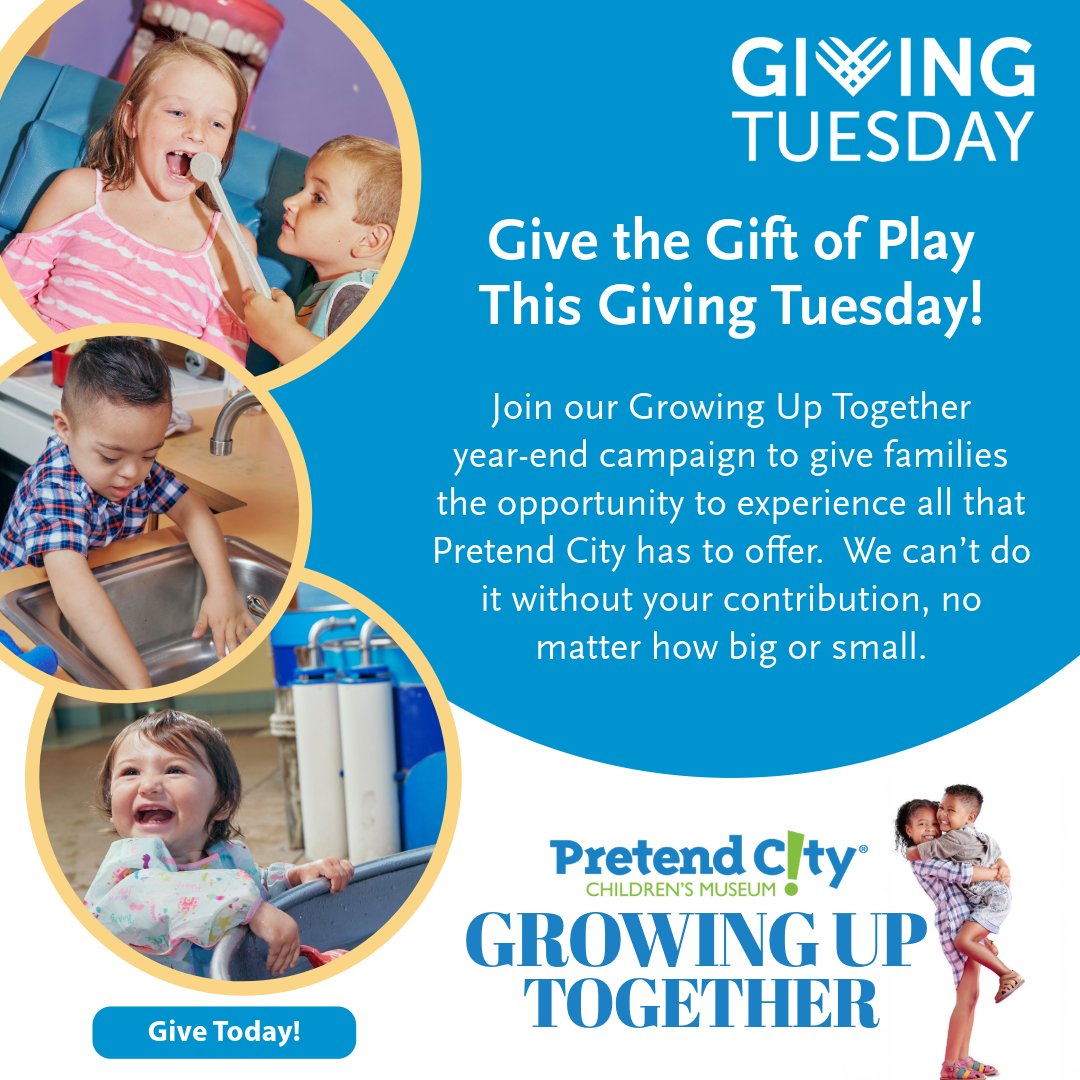 On Giving Tuesday, your support means everything to the communities we serve.  We can’t do it without you! Your contribution, no matter how big or small, will help fill this holiday season with hope, love, and joy for those who need it most.  
pretendcity.org/growing-up-tog…