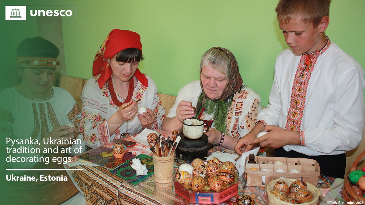 🔴 BREAKING

New inscription on the #IntangibleHeritage List: Pysanka, Ukrainian tradition and art of decorating eggs, #Ukraine🇺🇦, #Estonia🇪🇪.

Congratulations!

unes.co/19ich #LivingHeritage