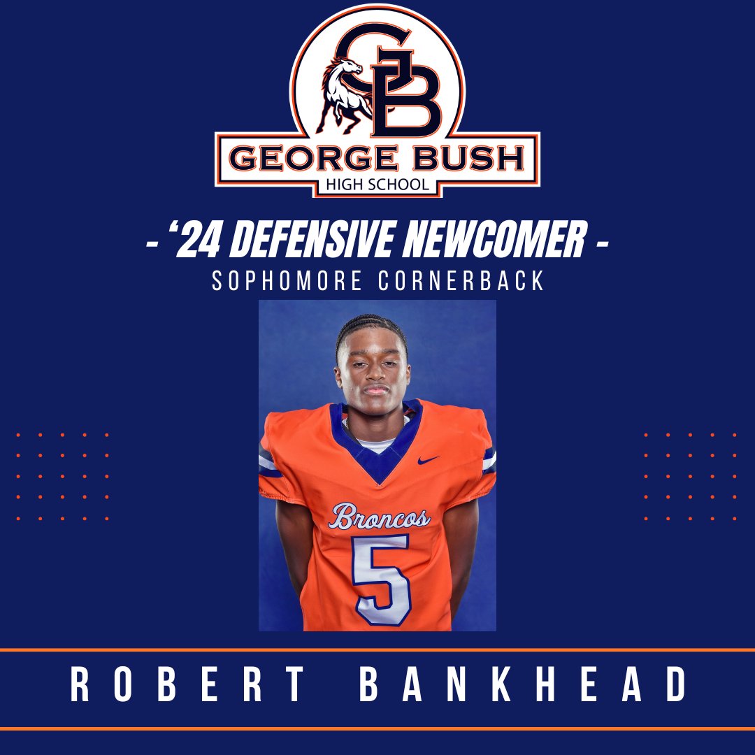 FB Bush Football (@bushhs_football) on Twitter photo Congratulations to Robert Bankhead for being named Defensive Newcomer of the Year! 🏈 Your incredible talent and hard work have made a huge impact this season. Keep up the fantastic effort and continue to shine! Congratulations to Robert Bankhead for being named Defensive Newcomer of the Year! 🏈 Your incredible talent and hard work have made a huge impact this season. Keep up the fantastic effort and continue to shine!