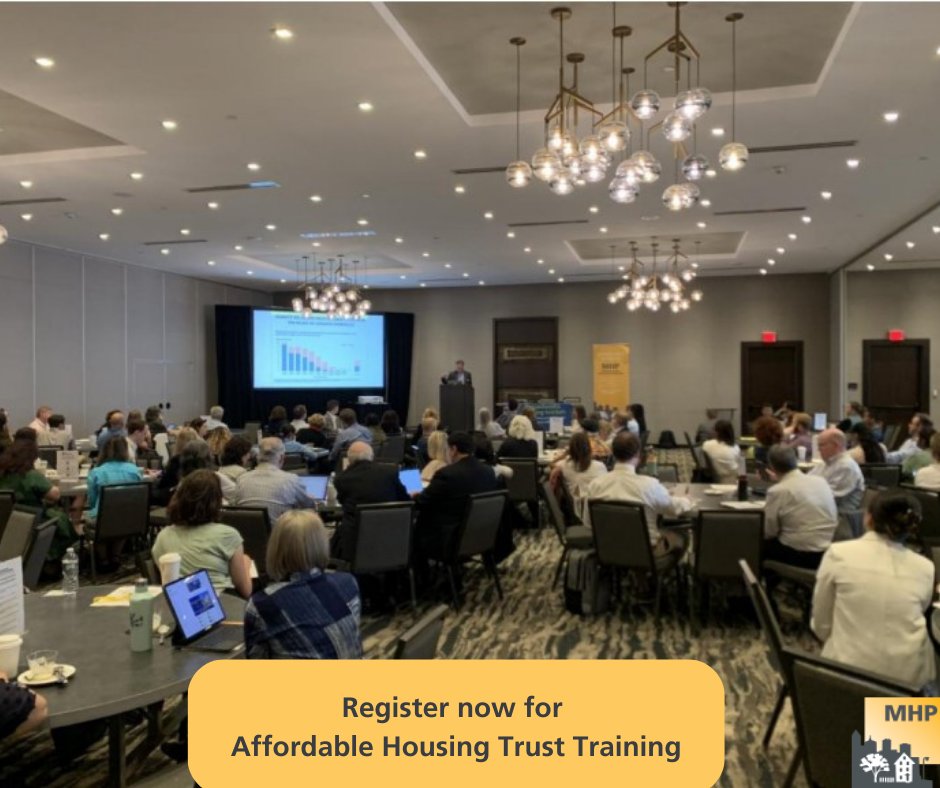 MHP is offering 3 virtual affordable housing trust trainings on consecutive Wednesdays 12-1:15 p.m. Dec. 4-18. Trainings are geared toward those involved with affordable housing trust funds &amp; communities interested in establishing a trust. Register here: bit.ly/3BjTPm0