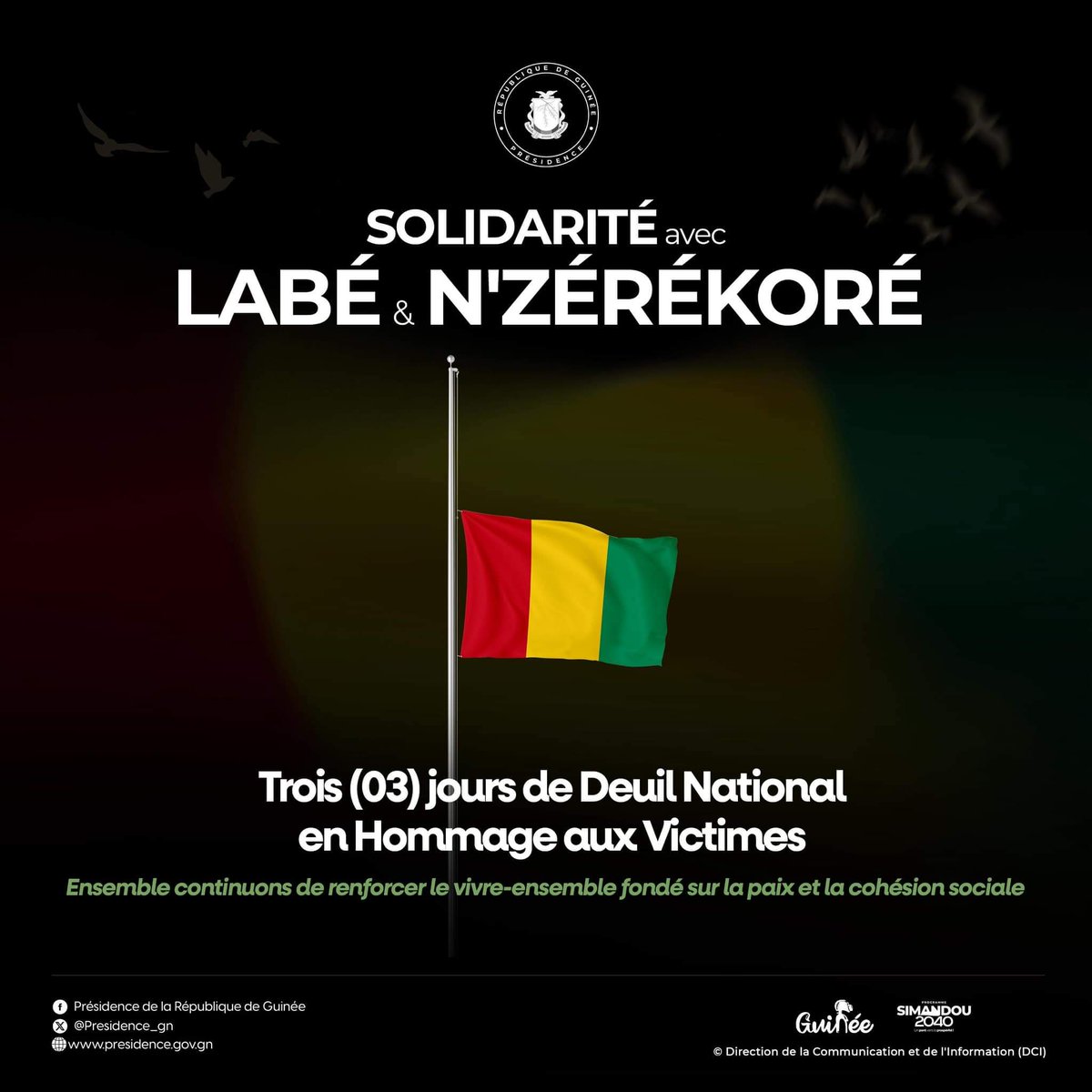 diallousmane's tweet photo. 🇬🇳Nous le faisons pour nos victimes, pour leurs familles, pour leurs amis qui les ont tant aimés. Nous n’oublierons jamais vos peines, votre tristesse.

Nous n’oublierons jamais ces moments douloureux, ces instants où le courage a affronté la douleur, ces actes de solidarité et de résilience qui nous unissent en tant que peuple.

Même blessée, notre nation reste forte et vaillante. Notre Guinée se relève toujours pour ses enfants, pour les protéger et pour ne jamais les abandonner. Nous sommes à vos côtés dans cette épreuve et pour longtemps. 

@GouvernementGN @Presidence_gn