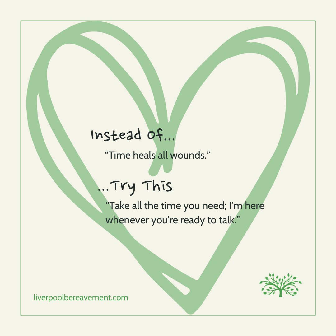 Some phrases, though well-intentioned, can feel dismissive to someone grieving. Try saying “I’m here if you need to talk” rather than “They’re in a better place.” #GriefSupport #NGAW24 #ShineALight <a href="/goodgrieftrust/">The Good Grief Trust</a>