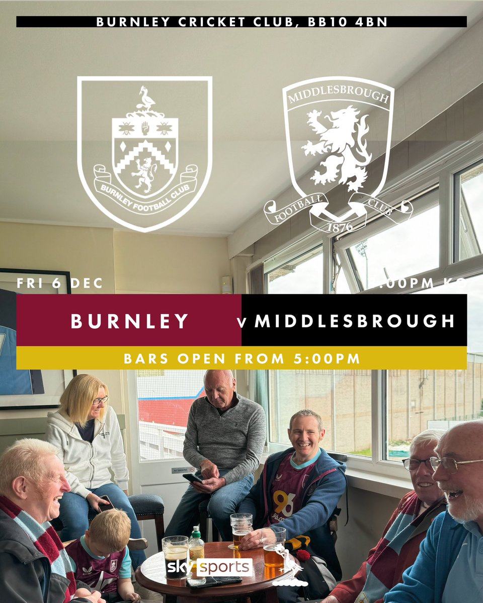 ⚽️ Burnley vs Boro ⚽

Here’s the details for Friday night:

⏰ 5pm - late
🍔 Hot food
⚽ Kids footy
🅿️ Parking
🍻 Post-match offers

<a href="/TurfMoorLoyal/">Turf Moor Loyal</a> <a href="/TurfCastPodcast/">TurfCast - Burnley FC Fan Channel</a> <a href="/NoNayNever/">No Nay Never • Burnley FC Podcast</a> <a href="/fmttmboro/">Fly Me To The Moon</a> <a href="/Boroawaygames/">Boro Away Games Transport</a> @twe12thman #twitterclarets #UTC