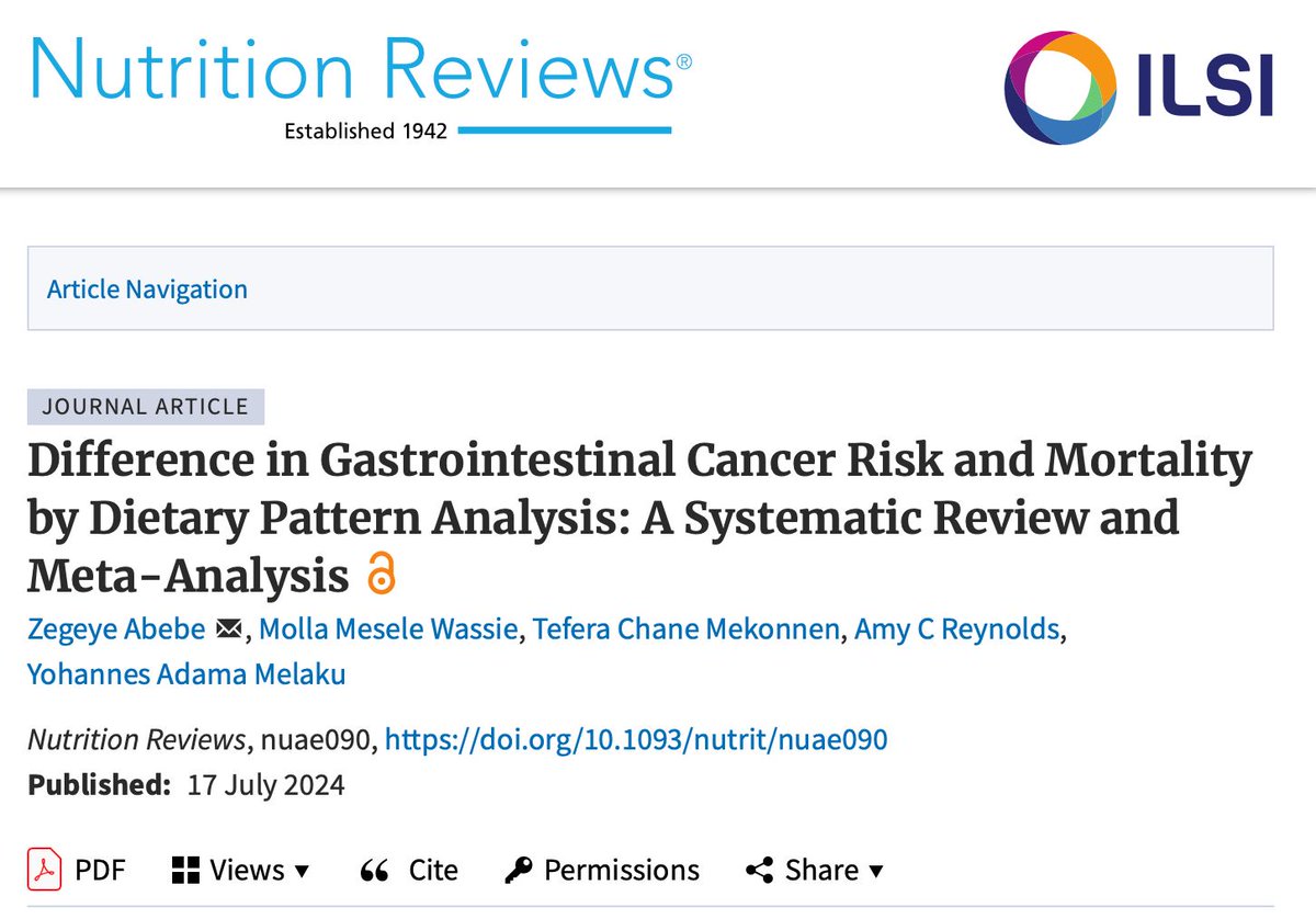 OncoAlert's tweet photo. Difference in Gastrointestinal Cancer Risk and Mortality by Dietary Pattern Analysis: A Systematic Review and Meta-Analysis

This systematic review and meta-analysis assessed the link between dietary patterns, derived using principal component analysis (PCA) and reduced rank regression (RRR), and gastrointestinal (GI) cancer risk and mortality. A total of 28 studies were reviewed, identifying "healthy" and "unhealthy" dietary patterns. The healthy pattern, marked by higher intake of fruits, vegetables, whole grains, and dairy, was associated with an 8% reduced GI cancer risk, while the unhealthy pattern, characterized by processed meats, alcohol, and sugary beverages, showed a 14% increased risk. PCA-derived healthy patterns also suggested a reduced risk of GI cancer mortality. However, RRR-derived unhealthy patterns showed no significant risk association, indicating further research is needed to clarify the differences between PCA and RRR findings. 

@molmesele
@Yohannes_A_M_6 
@realbowtiedoc 
@CathyEngMD 
@BenWestphalen 
@GillSharlene 
#OncoAlertAF
@nataliagandur @acampsmalea @BiagioRicciutMD
@yekeduz_emre @HHorinouchi @FadiHaddad_MD
@Dr_Ivanoncologo @Abdallah81MD @FernandoOnco
@ElisaAgostinett @to_be_elizabeth @lungoncdoc @bavilima @realbowtiedoc @Erman_Akkus @DrFMartinelli @Lucarecco @heinrich_kat @niklas_kluemper 

https://t.co/Nbona7fNDS