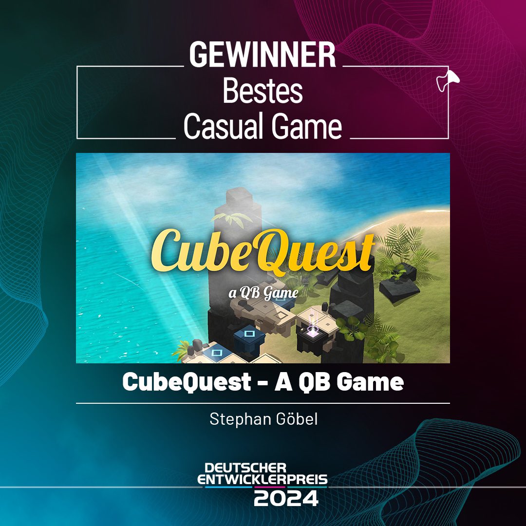 Der Gewinner in der Kategorie BESTES CASUAL GAME ist "CubeQuest - A QB Game" von Stephan Göbel. #DEP2024