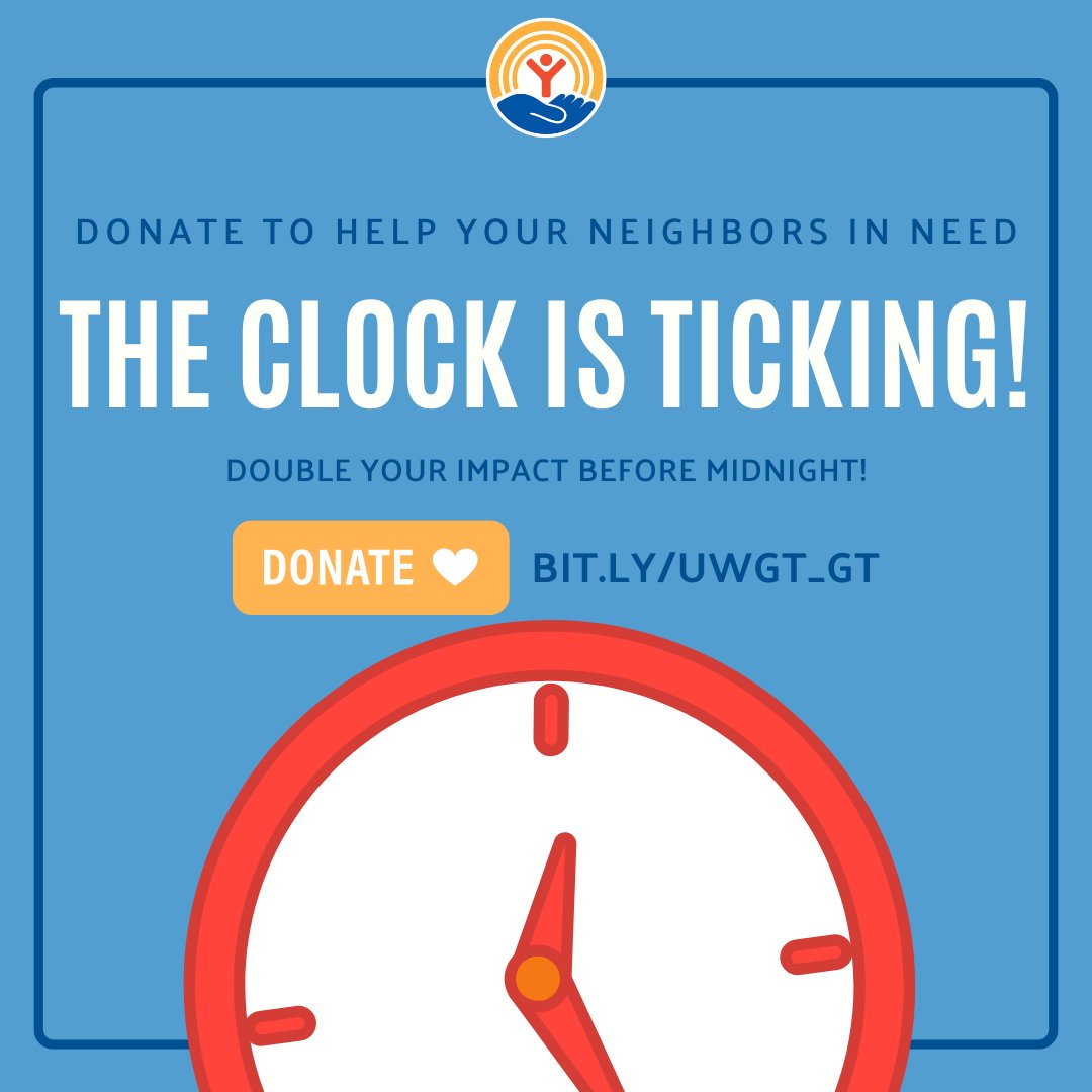 ⏰ The Clock is Ticking! ⏰

Every dollar you donate today will be doubled—up to $15,000! 💙✨
Don’t wait—make an impact now!

🔗 bit.ly/UWGT_GT