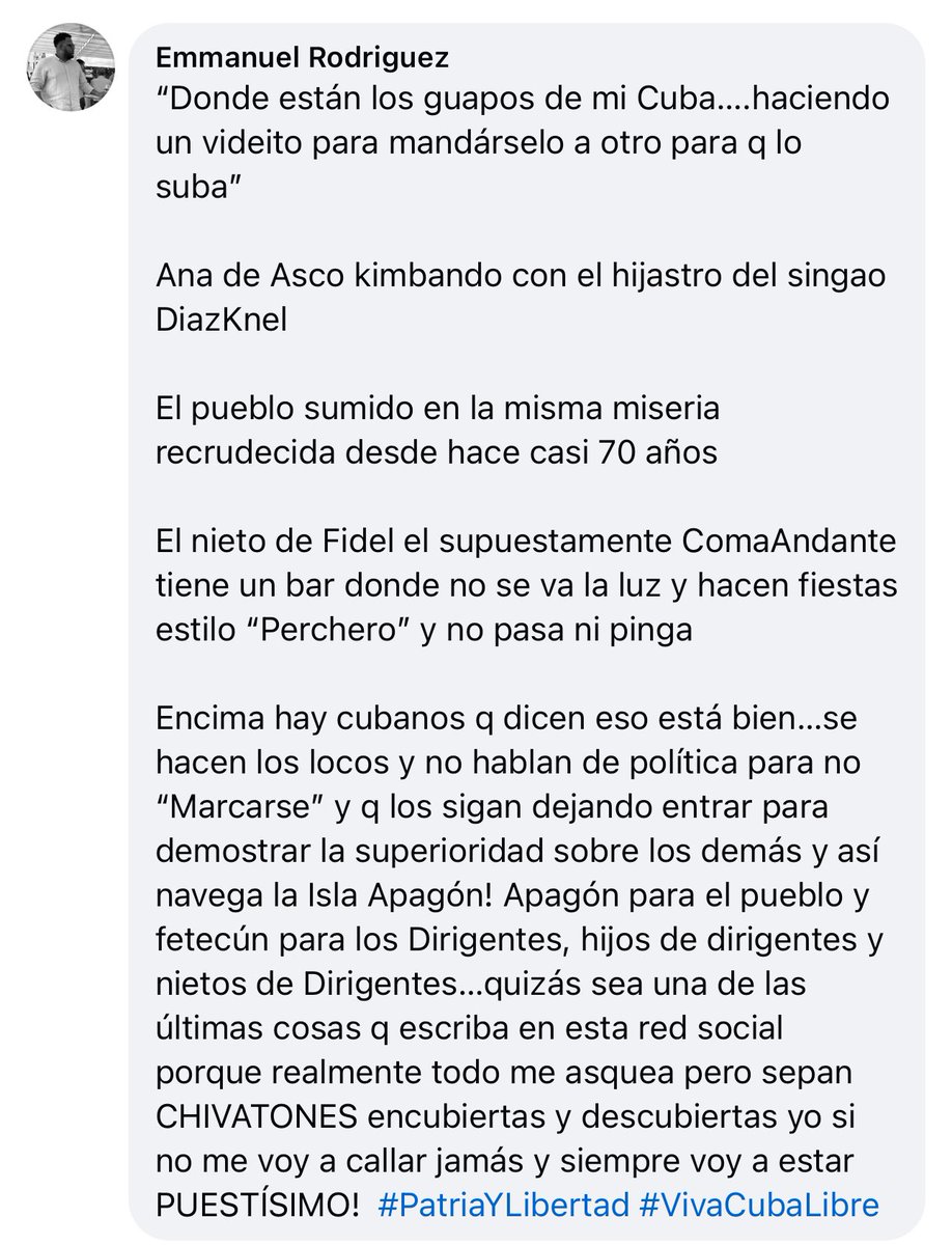 mun2154's tweet image. Cuba es esto y más…desde q tengo uso de razón mis puros han estado ahí batallando por educar, alimentar y tratar de q uno no fuera x el mal camino #VivaCubaLibre
#PatriaYLibertad 🇨🇺🇪🇸