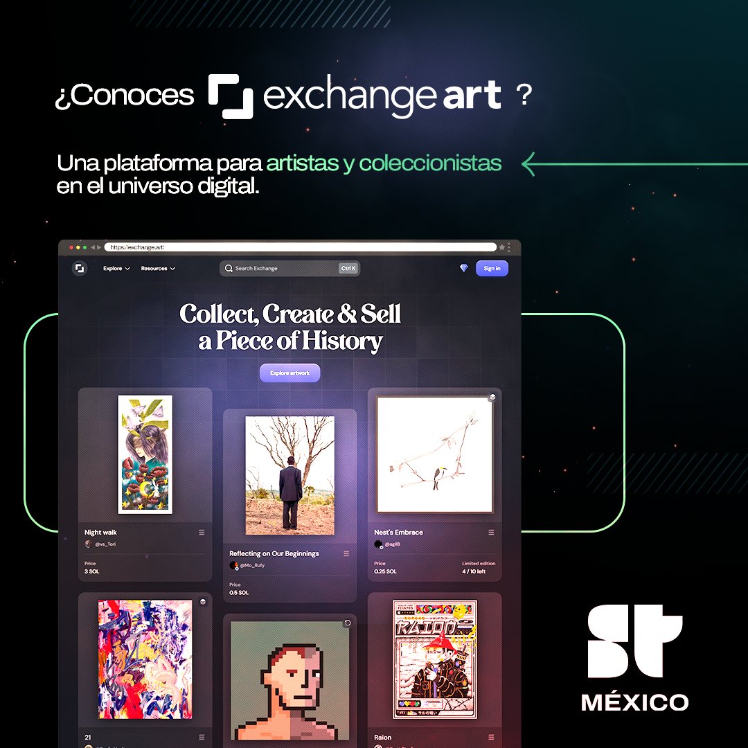 Para quienes aman explorar o crear en el mundo del arte digital, Exchange.Art es otro espacio destacado en el ecosistema de <a href="/solana/">Solana</a>.
🔹 Descubre nuevas obras
🔹 Conéctate con coleccionistas
🔹 Comparte tu arte

¿Ya lo visitaste? ¡Deja tu opinión o tu obra favorita en