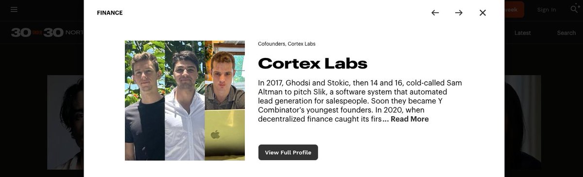 The Synapse team has been anonymous for years...

Until today when <a href="/Forbes/">Forbes</a> published them on the 30 under 30 list for Finance. IMO they realize how well positioned they are for the AI narrative with Cortex, the next gen AI terminal created by Synapse Labs that you can get access