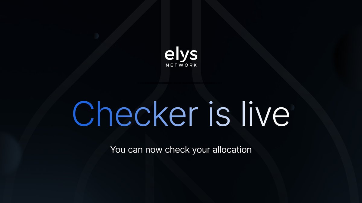 elys_network's tweet photo. The checker is live !
This only reflect the airdrop based on 5% of the supply.
A full article with a detail allocation breakdown (14%) will be posted on December 8.
And you'll be able to check again.🤫

https://t.co/smWv7ol23H

To be eligible, you must check your address. https://t.co/pah0LZBFeH