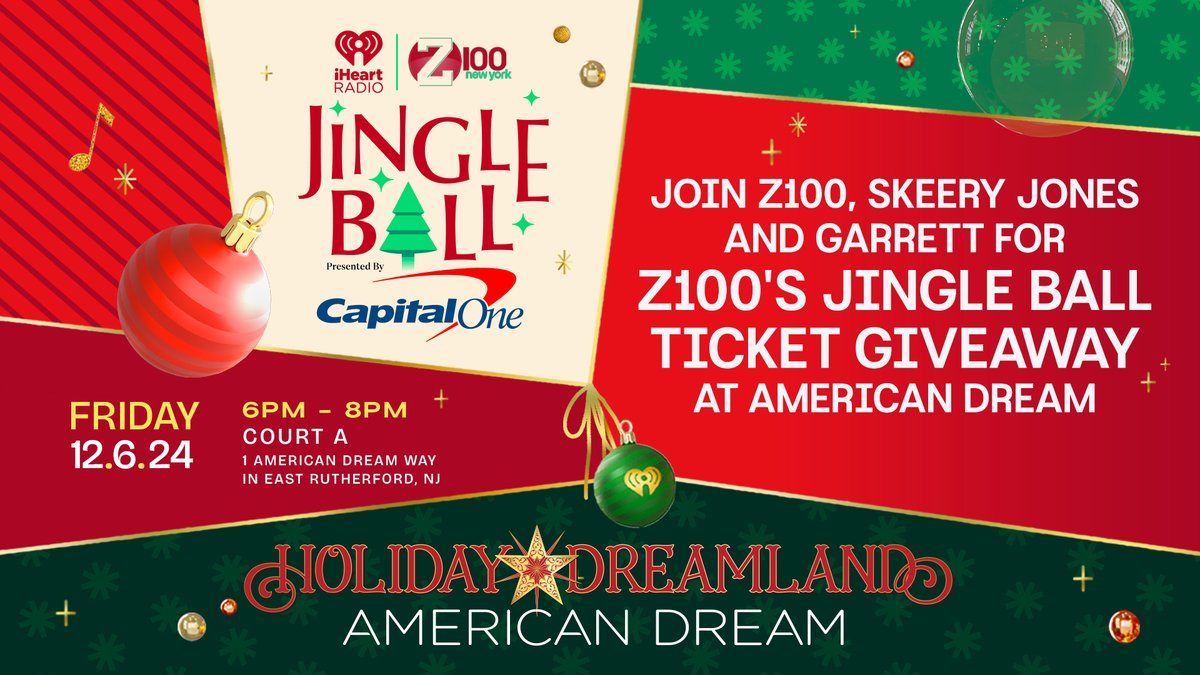 Z100 New York (@z100newyork) on Twitter photo .<a href="/GarrettVo/">Garrett</a> & <a href="/SkeeryJones/">Skeery Jones</a> have your ticket into our SOLD OUT #Z100JingleBall thanks to @AmericanDream! Plus, the first 175 people in attendance will receive $6 in <a href="/NJLottery/">New Jersey Lottery</a> Scratch-Offs! .<a href="/GarrettVo/">Garrett</a> & <a href="/SkeeryJones/">Skeery Jones</a> have your ticket into our SOLD OUT #Z100JingleBall thanks to @AmericanDream! Plus, the first 175 people in attendance will receive $6 in <a href="/NJLottery/">New Jersey Lottery</a> Scratch-Offs!