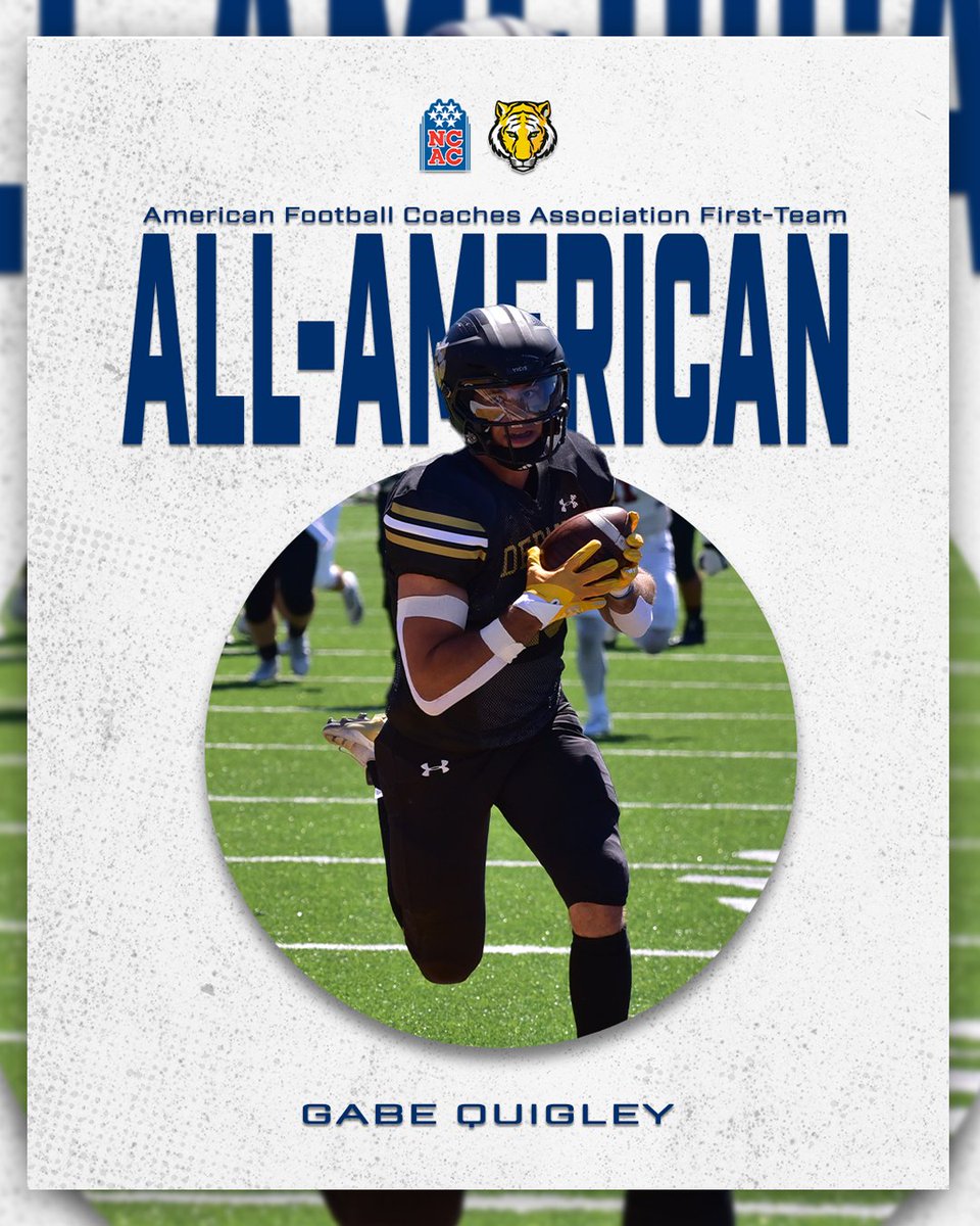 🚨 All-American Alert 🚨

Congratulations to <a href="/DePauwAthletics/">DePauw Tigers</a>' Gabe Quigley on being named a first-team All-American by <a href="/WeAreAFCA/">AFCA</a>. #NCACPride

📰 | tinyurl.com/ypu3f8y4
