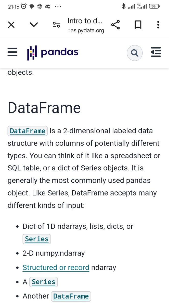 Day 3, I read a few concepts in the pandas documentation.