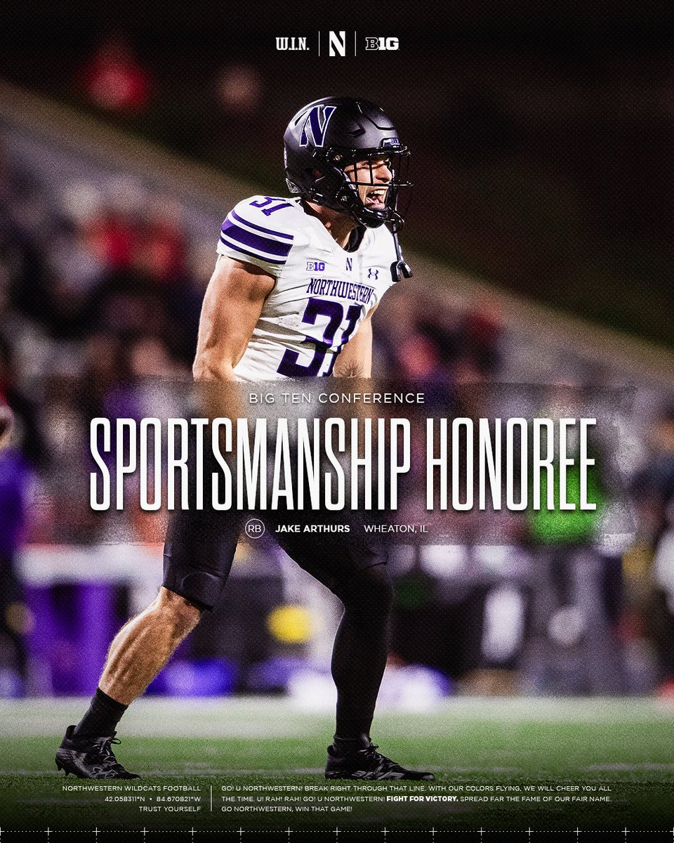 Big Ten Sportsmanship Honoree: Jake Arthurs

Awarded to a student-athlete that sets themselves apart through hard work, sportsmanship and honorable behavior 🏅

#GoCats x <a href="/JakeArthurs31/">Jake Arthurs</a>