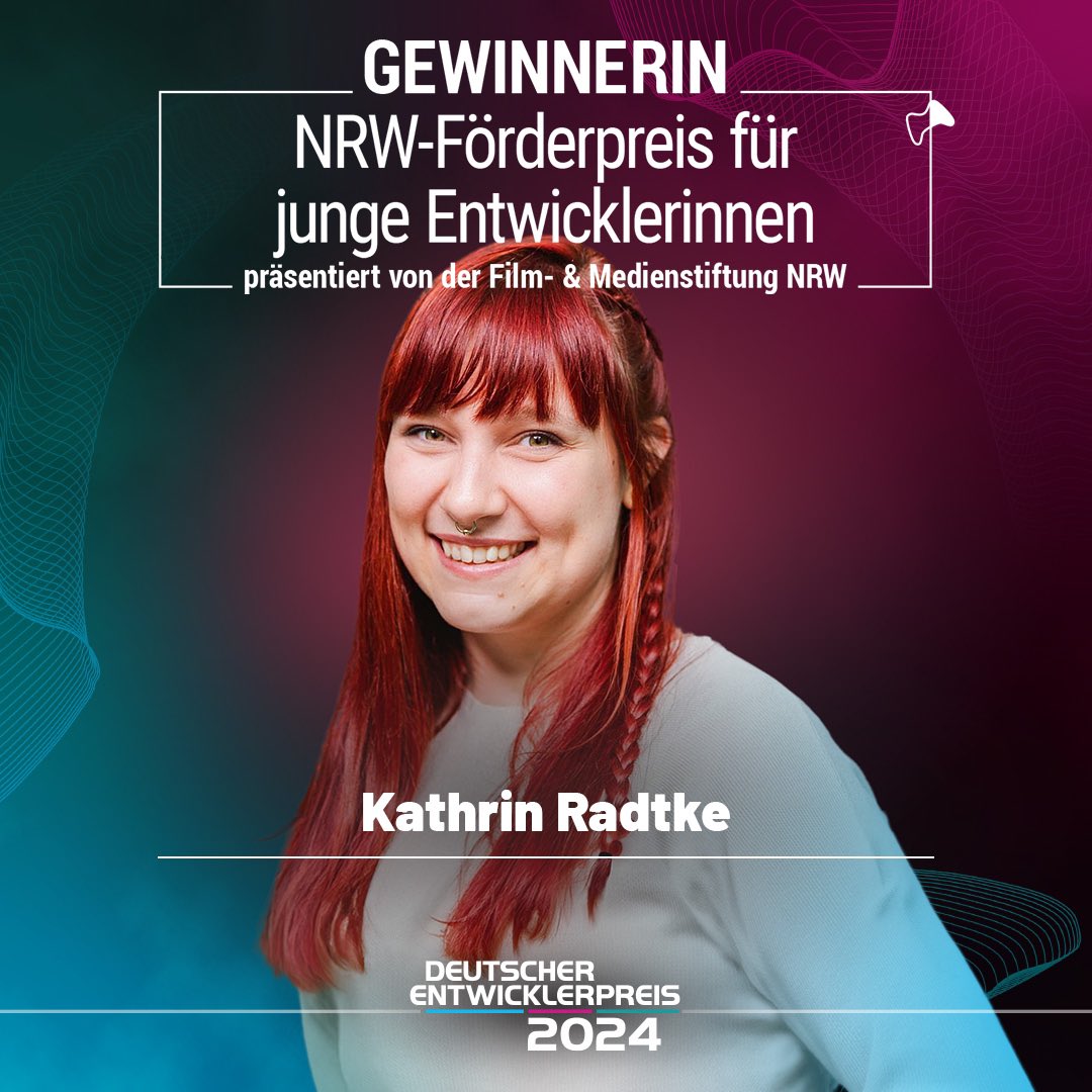 Die Gewinnerin des NRW-FÖRDERPREISES für junge Entwicklerinnen ist Kathrin Radtke! Herzlichen Glückwunsch! #DEP2024