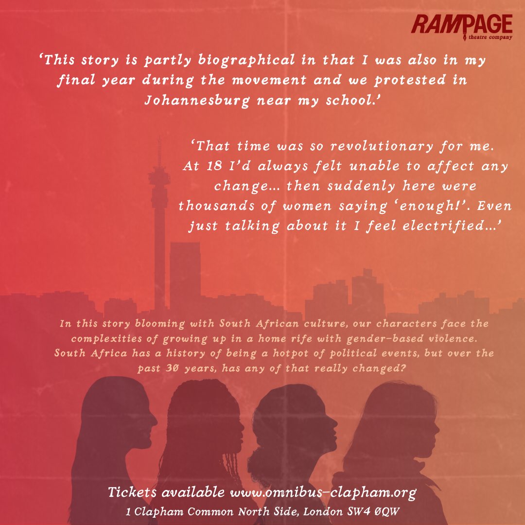 Howzit! 📣🇿🇦🎭
We’re pleased to announce that we’ll be performing a reading of ‘Am I Next? by <a href="/byrachelmckay/">Rachel McKay</a> at <a href="/OmnibusTheatre/">Omnibus Theatre</a> in Jan as part of their ‘Engine Room:Next Page’ season! 

On 11 Jan 2025, 19:00 and for only £6! ✨

Get your tickets NOW!
🎟️: omnibus-clapham.org/engine-room-ne…