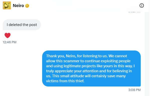 oscar_shibainu's tweet photo. We sincerely thank you, @Neiro, for listening to us and acting swiftly to protect our communities from this scammer (@LFGBrothers) who has been exploiting legitimate projects to deceive and steal from people. We are deeply relieved and grateful for your support in removing the post, which was made with the best of intentions. Unfortunately, in today’s environment, even such acts of goodwill can be taken advantage by scammers.

We urge everyone to report this account(https://t.co/Fan0MX9YgA). It has already caused numerous victims, primarily targeting charity projects. By uniting, we can fight these malicious actors, clean our space, and continue spreading messages of love, kindness, and charity.

@elonmusk and the @X @Support team, please investigate this account (@LFGBrothers). It is actively harming @X users, stealing from them, and mocking its victims, as if operating in a lawless zone. With nearly 900k followers, this account represents a serious threat, not only to the crypto community but to the safety of all X users. Swift action is essential to prevent further harm and stop more people from falling victim to this scam.

Once again, thank you, @Neiro, for standing with us. We truly appreciate your efforts in helping protect our space.