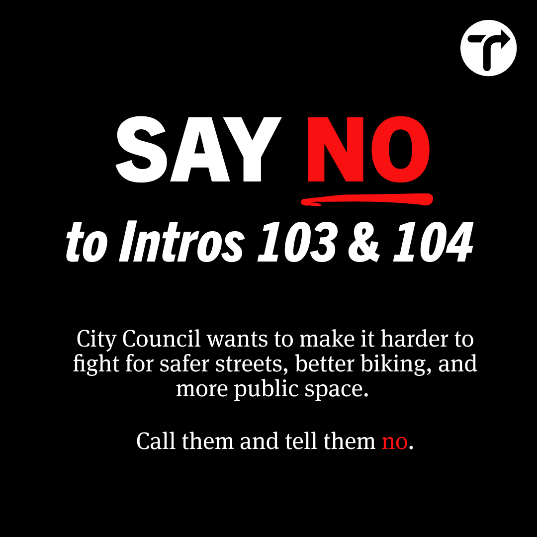 TransAlt's tweet photo. City Council is considering two new bills that will make it much harder to fight for safer streets, better biking, and more public space.

Here’s what you need to know and how to fight back. https://t.co/cuucXDubXG
