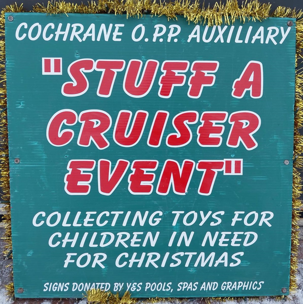 Annual Stuff a Cruiser Campaign in Cochrane

The #JamesBayOPP in #Cochrane and NEOFACS are working together to make this holiday season brighter for children, youth, and families in need through the 2024 Community Angel Campaign.

Date: Saturday, December 7, 2024
Time: 10:00 a.m.