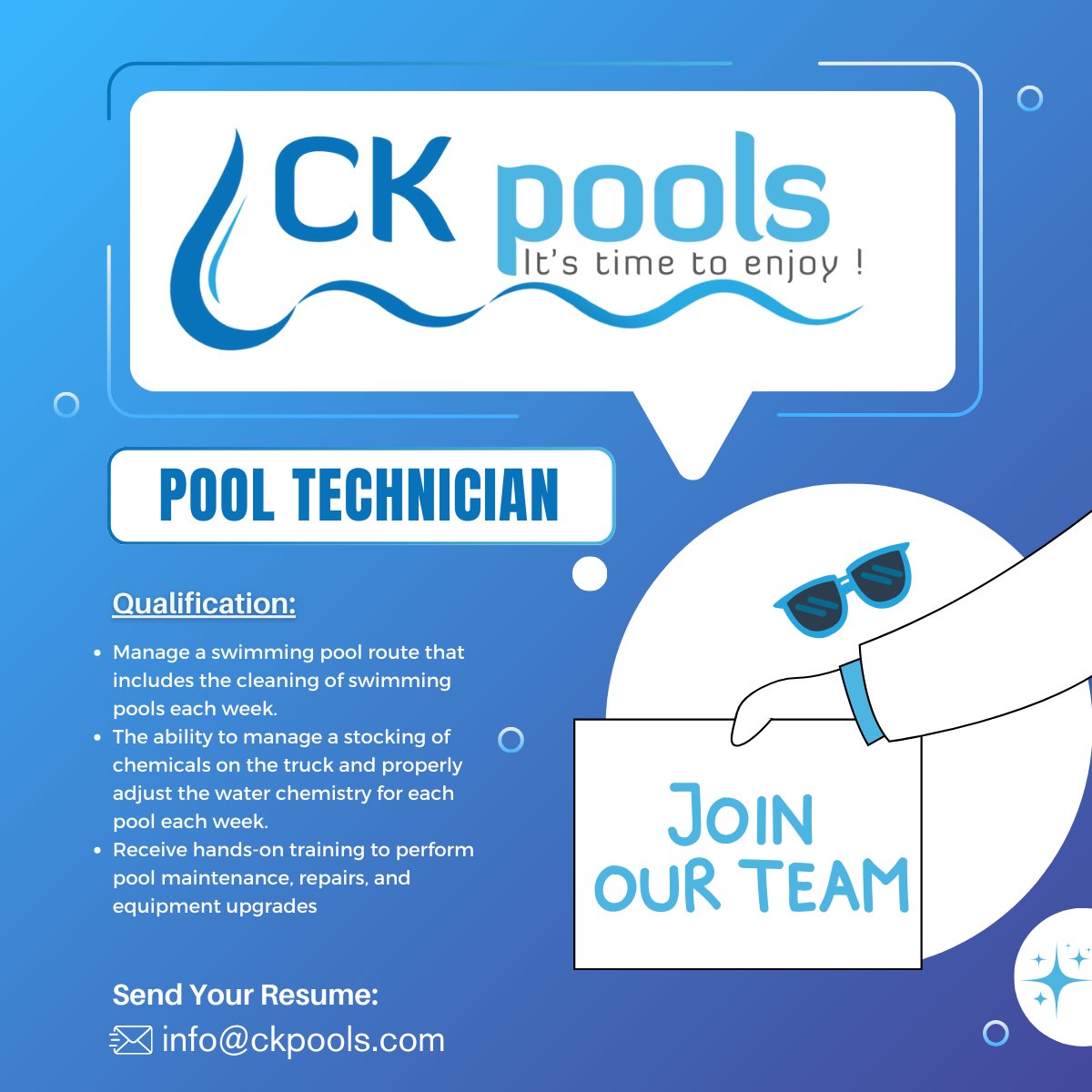 ckpools's tweet image. 🚨 We’re Hiring! 🚨

If you love working outdoors and have a passion for pool care, we’d love to hear from you!

📧 Interested? Send your resume to info@ckpools.com today!

#CKPools #JobOpening #PoolTechnician #NowHiring #JoinOurTeam #Dallas #Houston #SanAntonio
